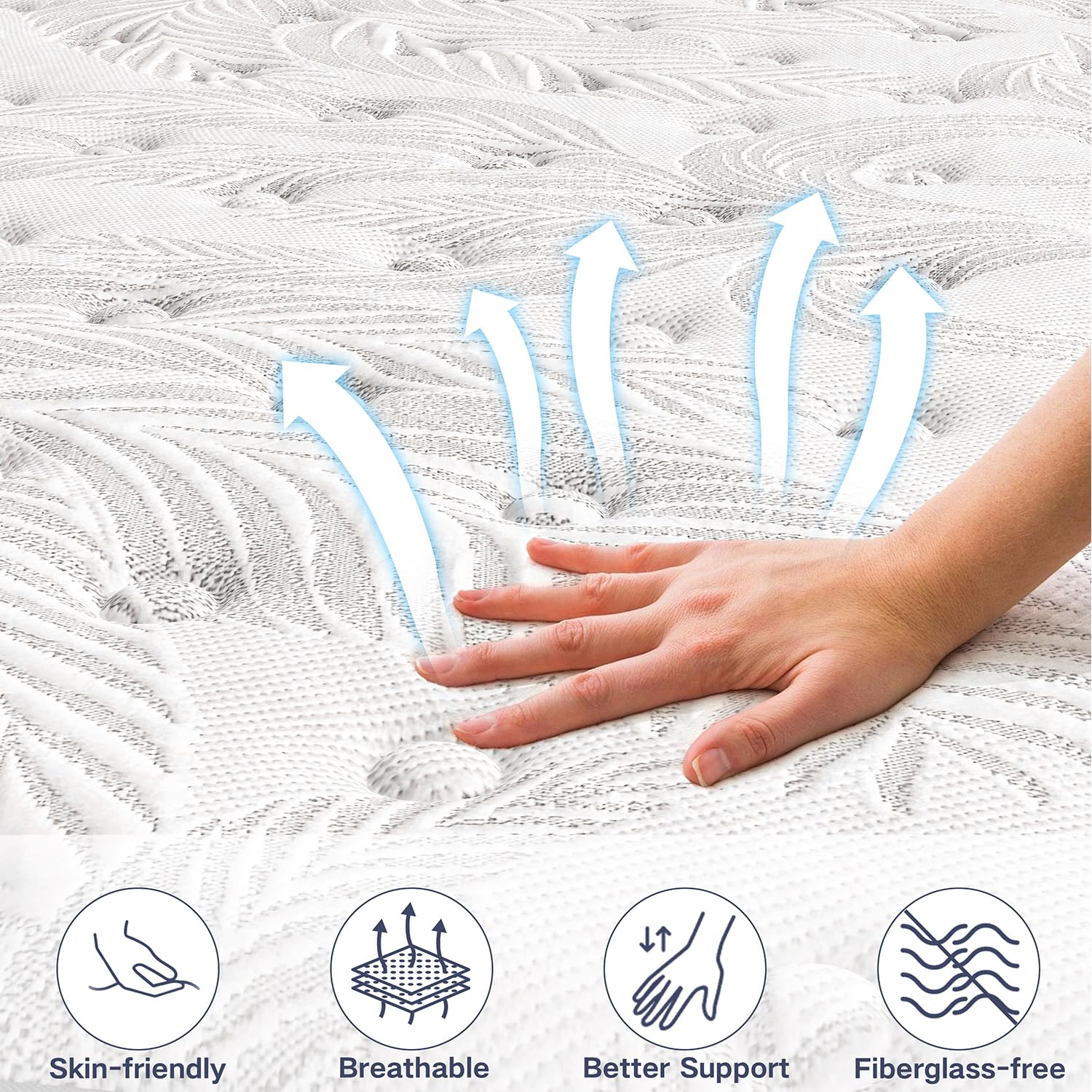 6V-Sermmoo Twin Mattress, 12 Inch Memory Foam Hybrid Mattress In A Box With Independent Spring, Medium Firm Mattress, Edge Suppo